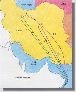 Mapa da Operação Eagle Claw